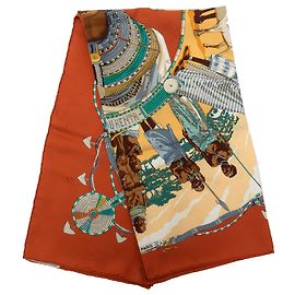 Pañuelo de seda Hermès Brown Perles Du Kenya 90