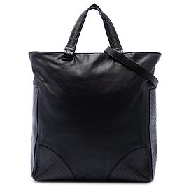 Borsa Tote convertibile Bottega Veneta in Nappa nera con rifiniture Intrecciato