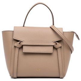 Céline Bolso Cinturón Celine Nano de Piel de Ternera Granulada Beige