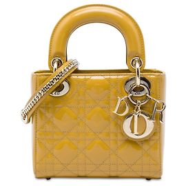 Autre Marque Dior Yellow Mini Patent Cannage Lady Dior