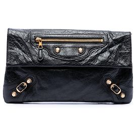 Clutch Sobre Balenciaga Giant 12 Motocross en piel de cordero negra
