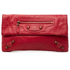 Clutch a Busta Balenciaga Giant 12 Motocross in pelle di agnello rossa