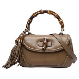 Bolso New Bamboo Gucci de piel de becerro marrón, tamaño Medium