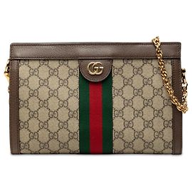 Gucci Beige Small GG Supreme Web Ophidia Chain Crossbody