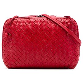 Bottega Veneta Bolsa Tiracolo Nodini em Nappa Intrecciato vermelha