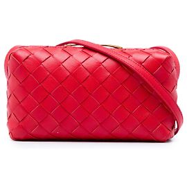 Bottega Veneta Mini Crossbody em Nappa Intrecciato Vermelho