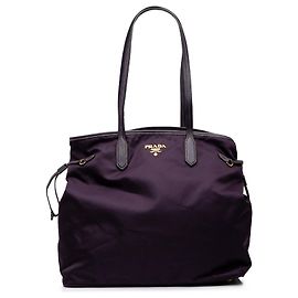 Bolso Tote Prada de Tessuto con Ribetes de Saffiano Morado