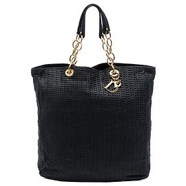 Autre Marque Dior Lady Dior Soft Shopping Tote aus gewebtem Lammleder Schwarz Large