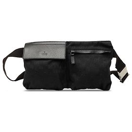 Gucci Gürteltasche aus schwarzem GG Canvas mit zwei Taschen