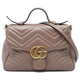 Bolso de mano Gucci Brown Small GG Marmont Matelasse en piel de becerro