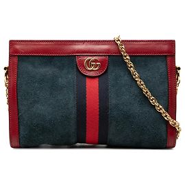 Gucci Blue Small Suede Web Ophidia Chain Crossbody