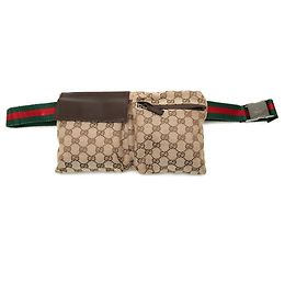 Gucci Beige GG Canvas Web Gürteltasche mit zwei Taschen
