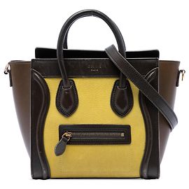 Céline Celine Yellow Nano Tricolor Leather Luggage Tote