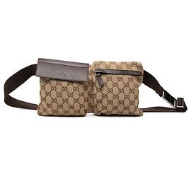 Borsa cintura Gucci in tela GG beige con doppia tasca