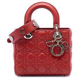 Autre Marque Dior Red Small Lambskin Cannage MyABCDior Lady Dior