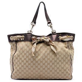 Tote Gucci Positano Large em canvas GG bege