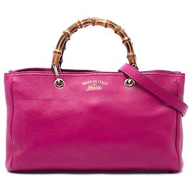 Borsa Gucci Pink Medium Calfskin Bamboo Shopper Satchel