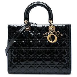 Autre Marque Dior Black Large Patent Cannage Lady Dior