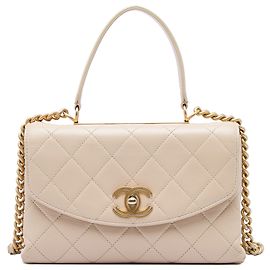 Chanel Trendy Spirit Top Handle Tasche aus gestepptem Lammleder in Braun, Medium