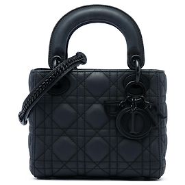 Autre Marque Dior Black Mini Ultra Matte Calfskin Cannage Lady Dior