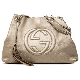 Bolso Tote Soho Gucci Gold Medium de piel de becerro metalizada con cadena