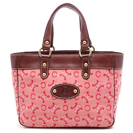 Céline Celine Red C Macadam Canvas Handbag