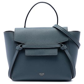 Céline Bolso Cintura Celine Nano de Piel de Ternera Granulada Azul