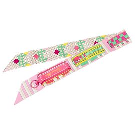 Hermès Pink Colliers De Chiens Remix Twilly Silk Scarf