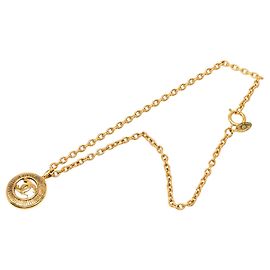 Collana con pendente rotondo Chanel Gold CC placcata in oro