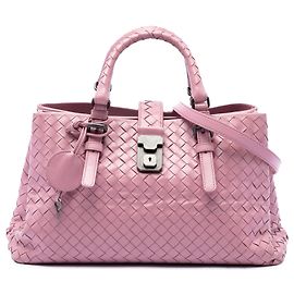 Borsa Bottega Veneta Roma Small in Nappa Intrecciato Rosa