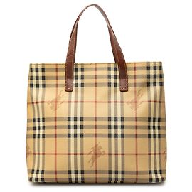 Sac Tote Burberry Beige Haymarket Check en toile enduite