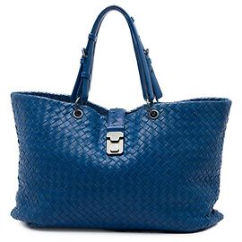 Bolso Tote Bottega Veneta Capri Medium de Nappa Intrecciato azul