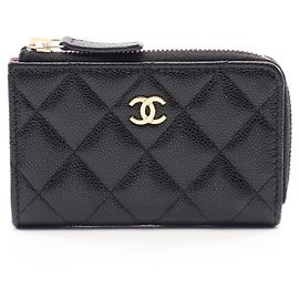 Portamonete Chanel Matelassé in pelle di vitello granulata nera