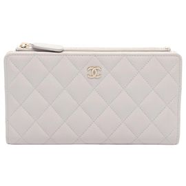 Portefeuille long bi-fold Chanel Matelassé Gray