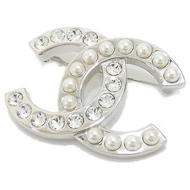 Broche Chanel ABG241 Prata e Branco