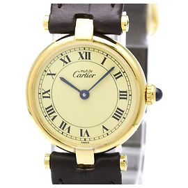 Cartier Must Vendome Vermeil vergoldete Quarzdamenuhr