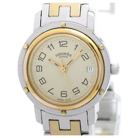 Hermès Reloj de pulsera Hermes Clipper de acero chapado en oro Quartz