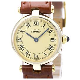 Cartier Must Vendome Vermeil vergoldete Quarz-Damenuhr 590004