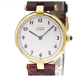 Cartier Must Vendome Gold Plated Leather Quartz Unisex Uhr 590003