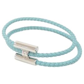 Hermès Pulseira Charm Hermes Tourni Tresse Blue Atoll
