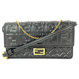 Bolsa crossbody Fendi Tube Wallet on a Chain em couro Nappa preto