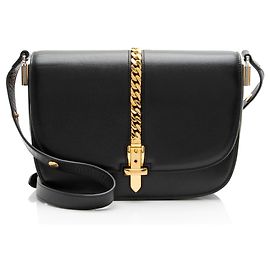 Bolsa de ombro pequena Gucci Leather Sylvie 1969