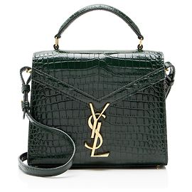 Autre Marque Saint Laurent Monogram Cassandra Mini Top Handle aus Krokoprägeleder