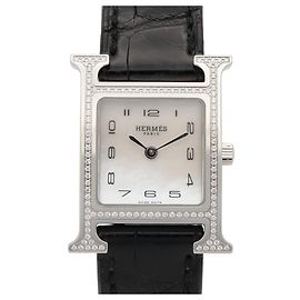 Hermès Hermes H-Watch Diamond Bezel Wristwatch