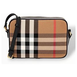 Burberry Haymarket Crossbody-Tasche aus Canvas und Leder