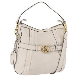 Borsa a tracolla GUCCI GG Marmont in pelle 2way White Gold 247185 Auth 201371A