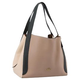 Bolso de hombro Coach de cuero Gold Beige Auth 204975A