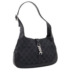 Bolsa GUCCI GG Canvas Jackie Preta 001 3735 Auth gh2405