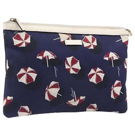 Borsa a pochette GUCCI Canvas Navy Gold Tone 286209 Auth bs37249