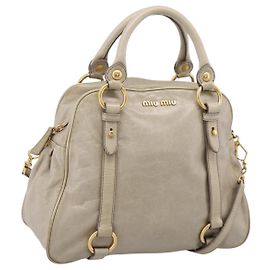 Miu Miu Handtasche Vitellolux 2way Beige Gold Auth 206339A